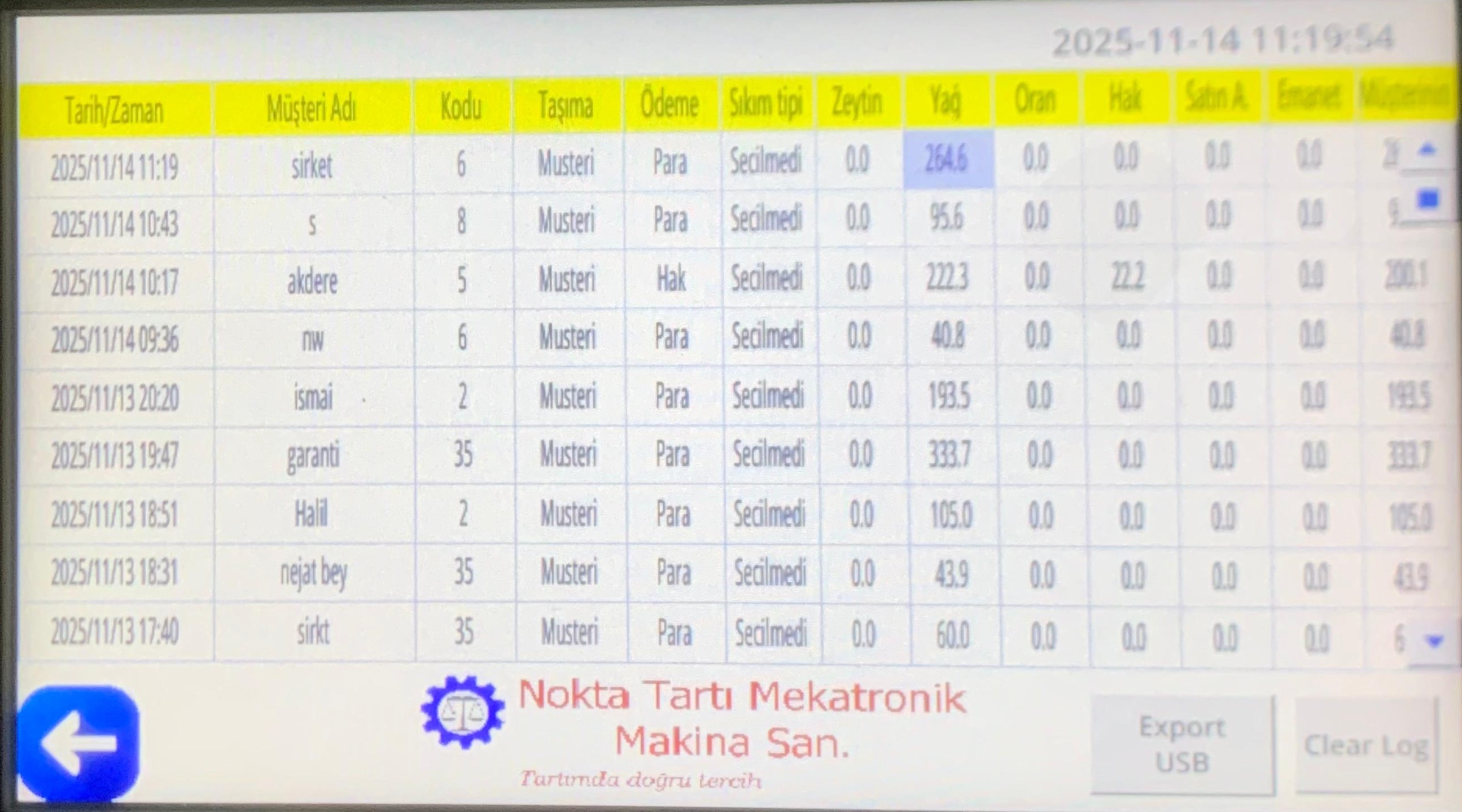 Kayıt sayfası ve CSV aktarımı ekranı