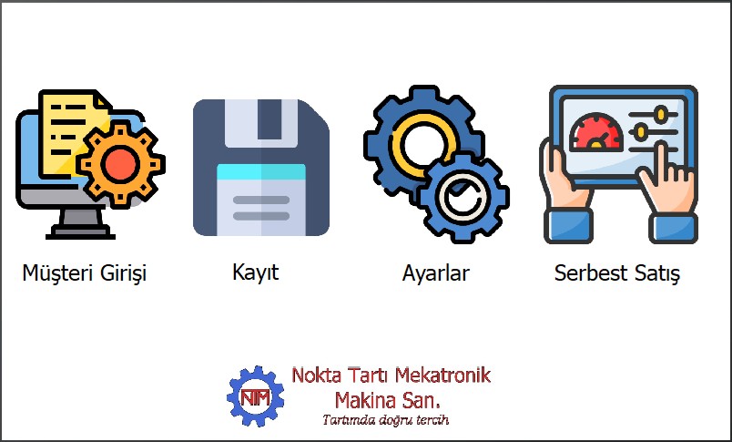 HMI ana sayfa müşteri girişi kayıtlar ayarlar ve serbest satış ekranı