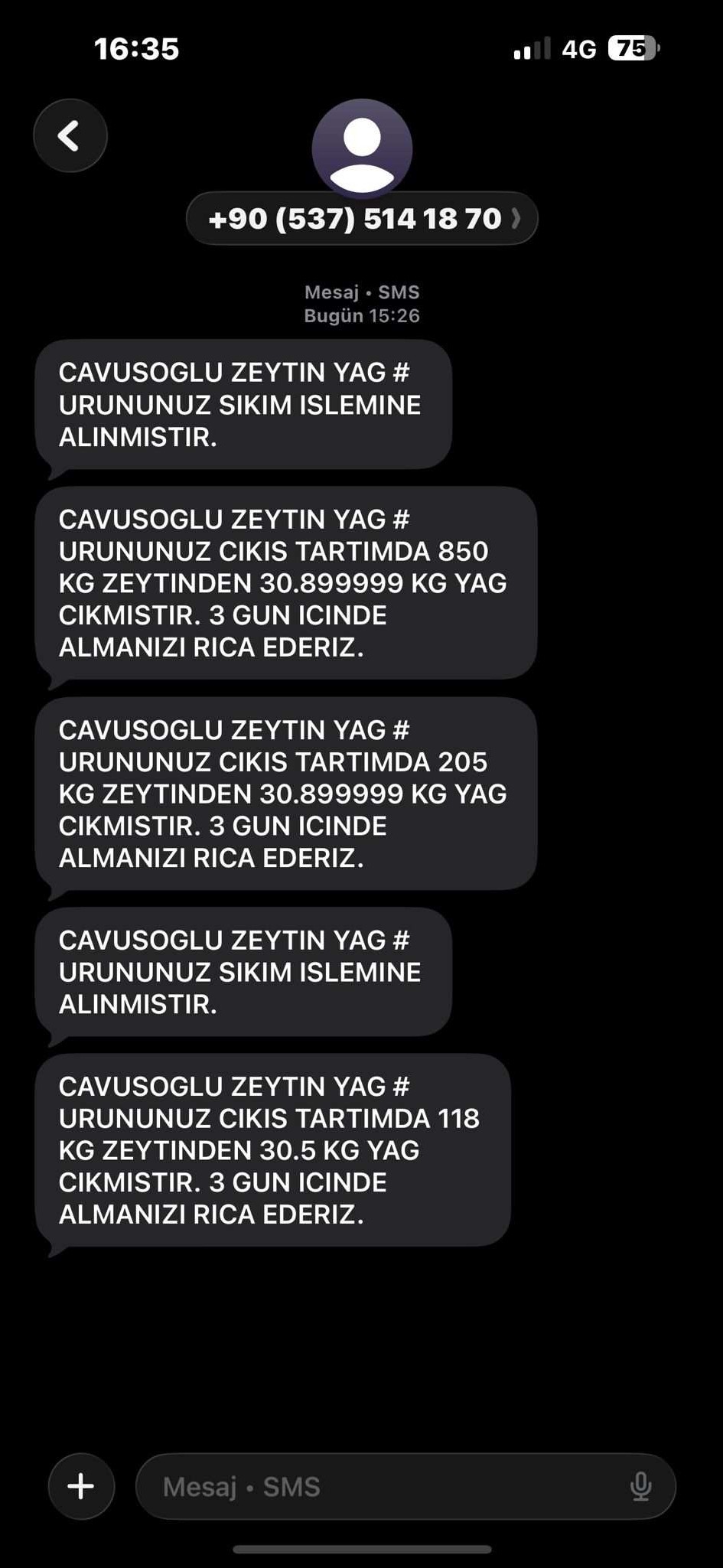 Üretim takip sistemi SMS ve süreç aşamaları