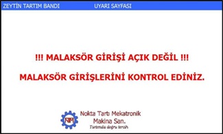 Giriş tartım sistemi sıfırlama ekranı